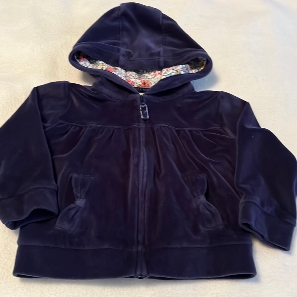 Navy velour hooded zip jacket 18 months